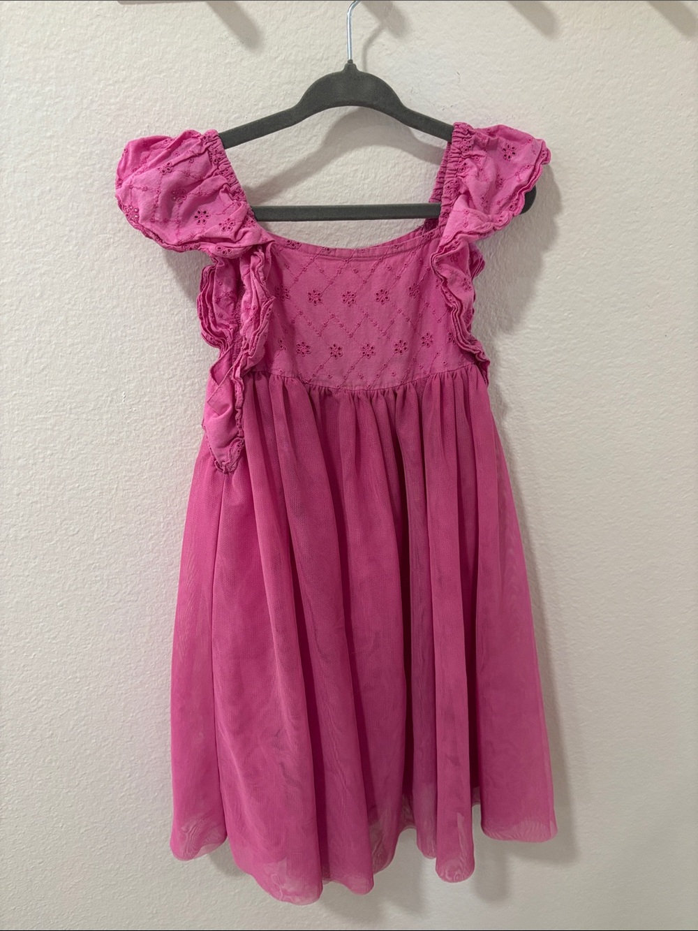 Cat & Jack Pink Eyelet Ruffle-Shoulder Party Dress